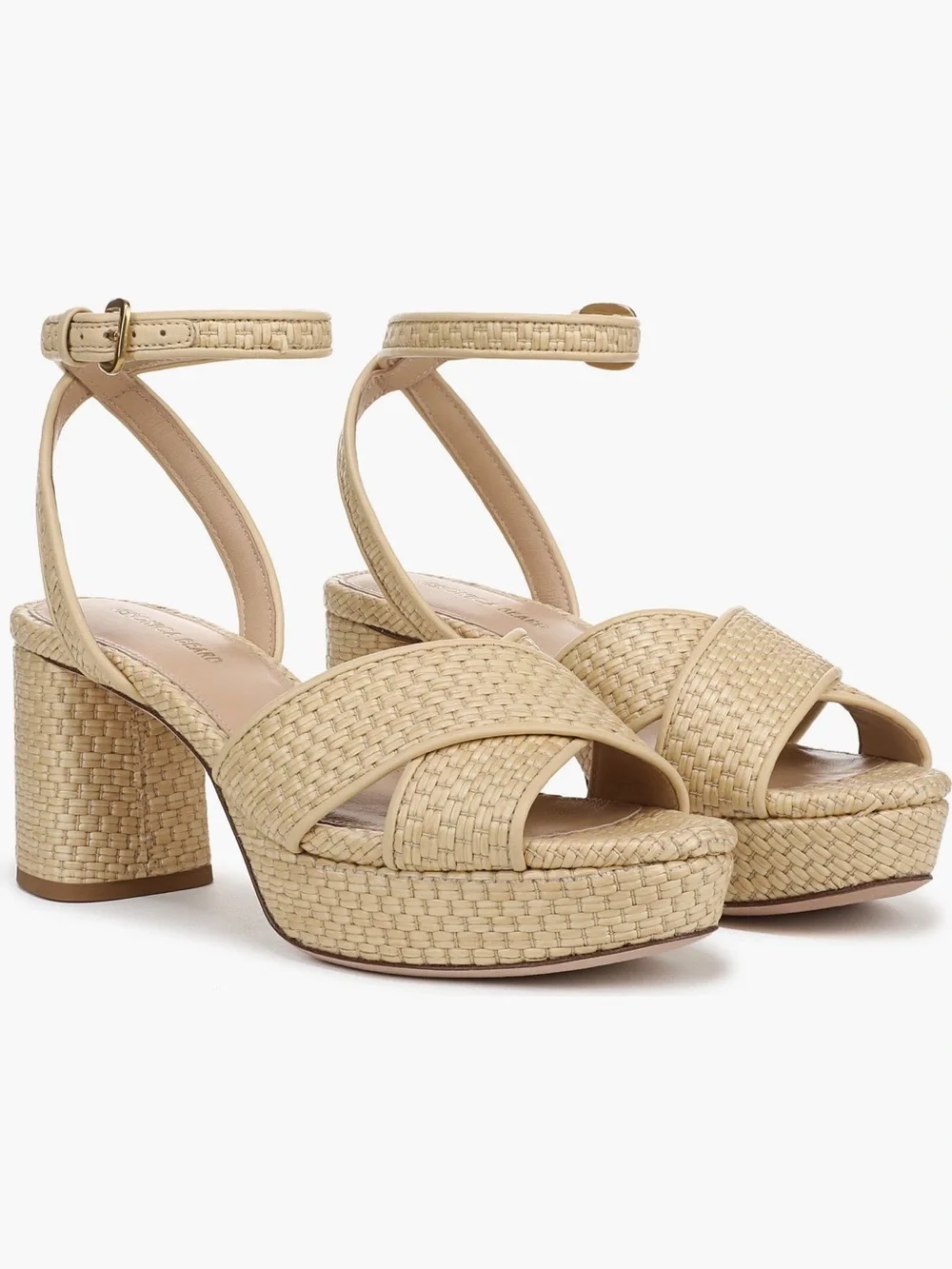 Veronica Beard Beige Woven Platform Danika Ankle-Strap Sandals New w/o Box
